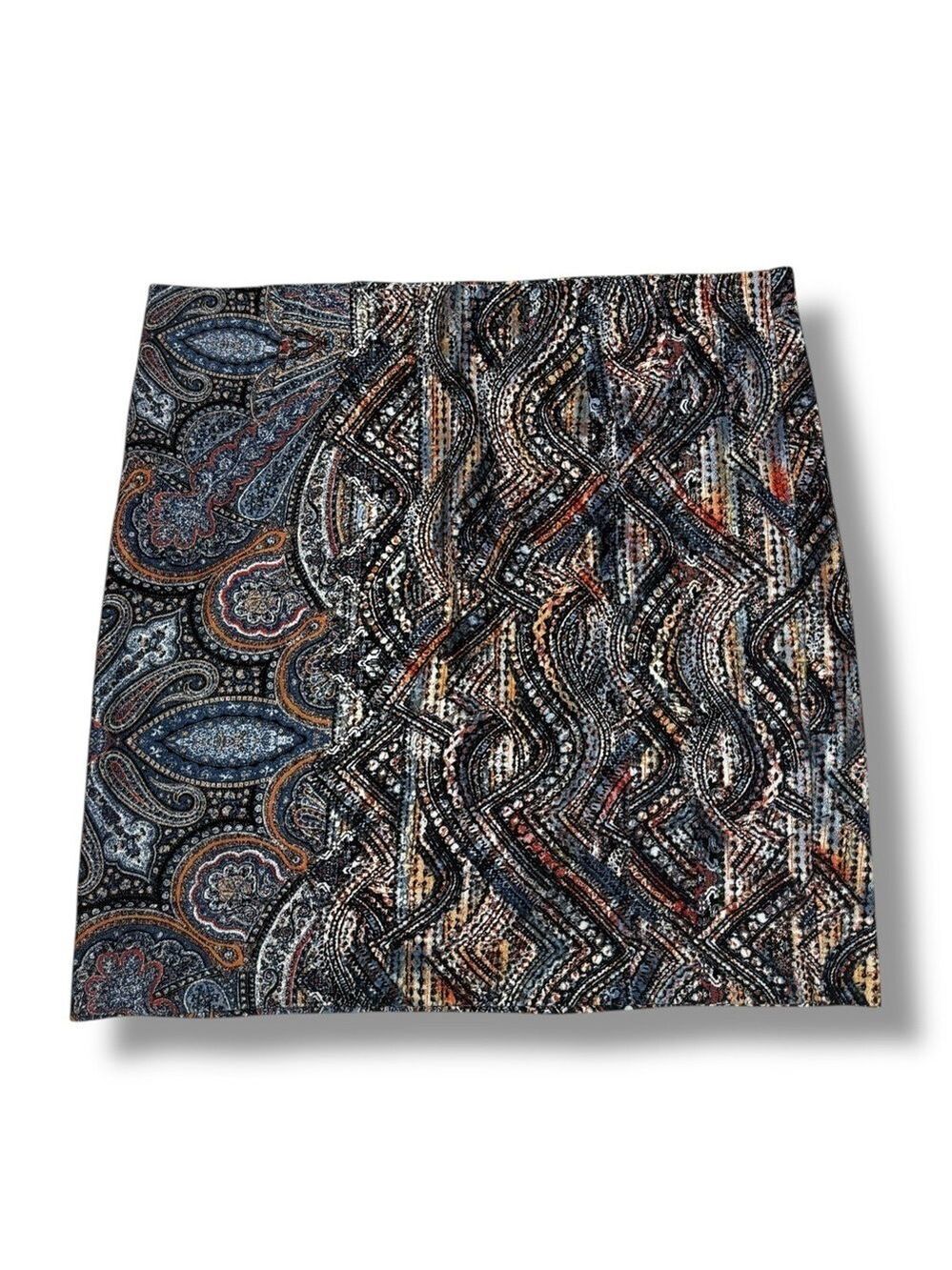 J. Jill Women’s Mod Paisley Jacobean Print Ponte Pencil Skirt Size Large